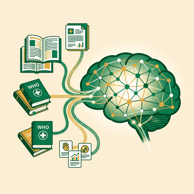 Clinical decision support system showing evidence-based reasoning connected to medical guidelines