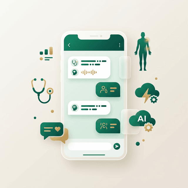 AI-powered symptom assessment interface showing a conversational health interview