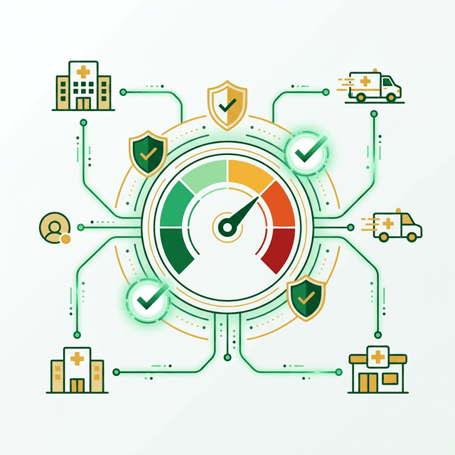 AI-powered triage engine showing urgency levels routing patients to appropriate care